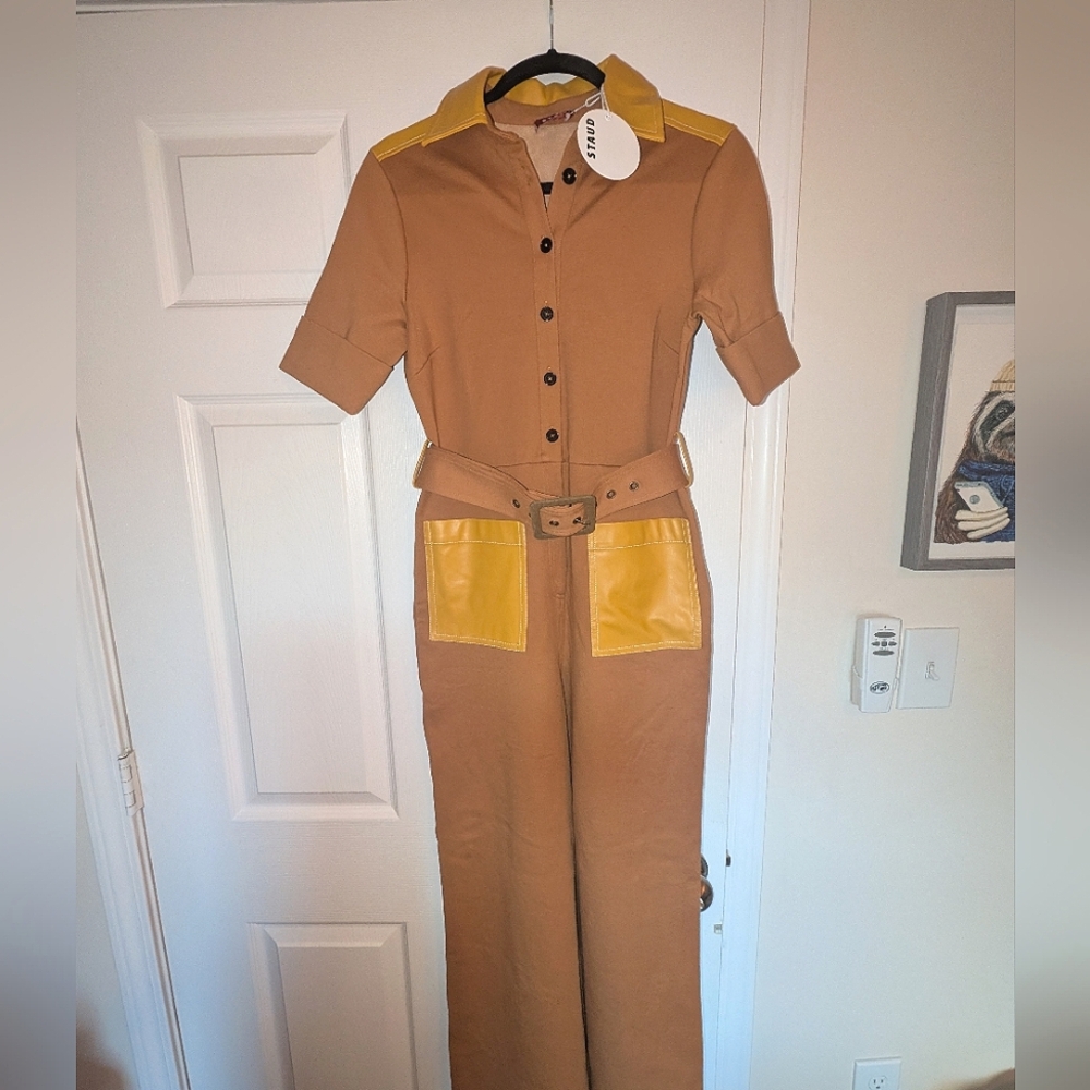 NWT Staud Davey Jumpsuit Brown Sample Size Small